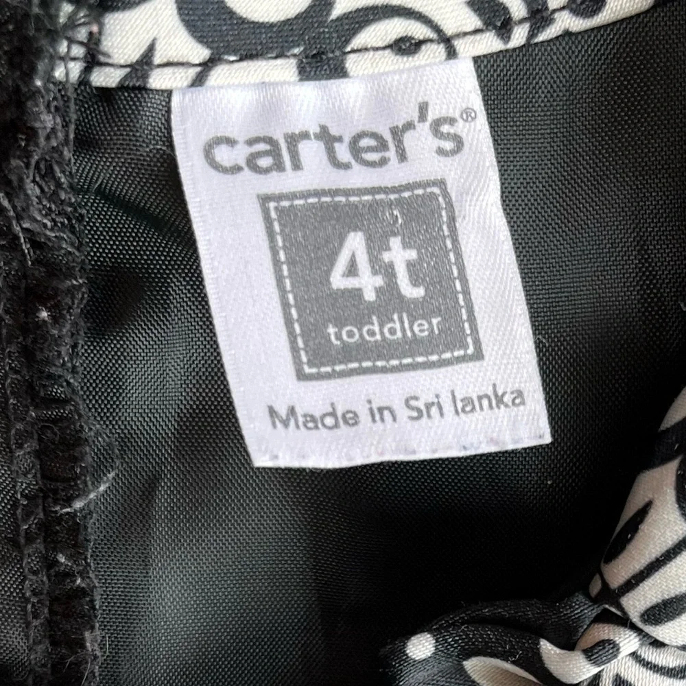 Carter’s Toddler Girl Black and White Short Sleeve Abstract Print Dress Bow 4T